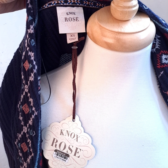 Knox rose | Navy blue boho embroidered long sleeved cardigan - Picture 12 of 15